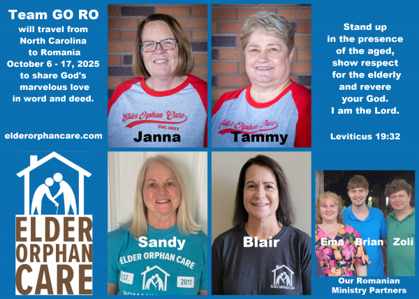 Photo of Elder Orphan Care team members traveling to Romania October 6 - 17, 2025