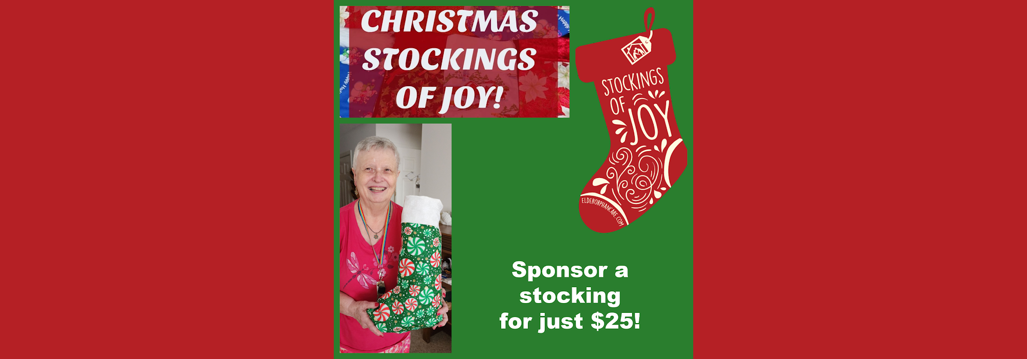 Sponsor a Christmas Stocking of Joy for $25 to bless an older adult aging alone