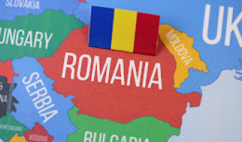 Map and flag of Romania