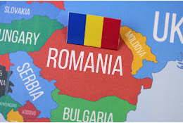 Romania flag and map